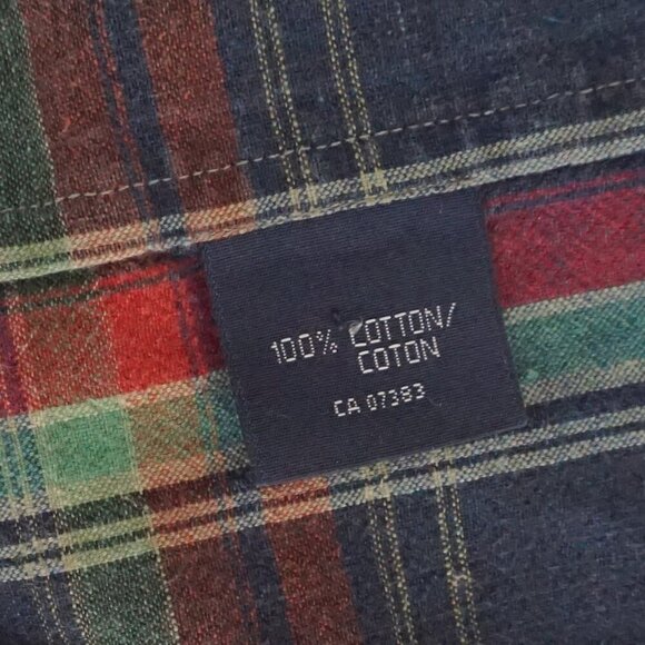 Vintage '90S Polo Ralph Lauren Navy Red Plaid Button Down Dress Shirt Medium - Picture 7 of 11